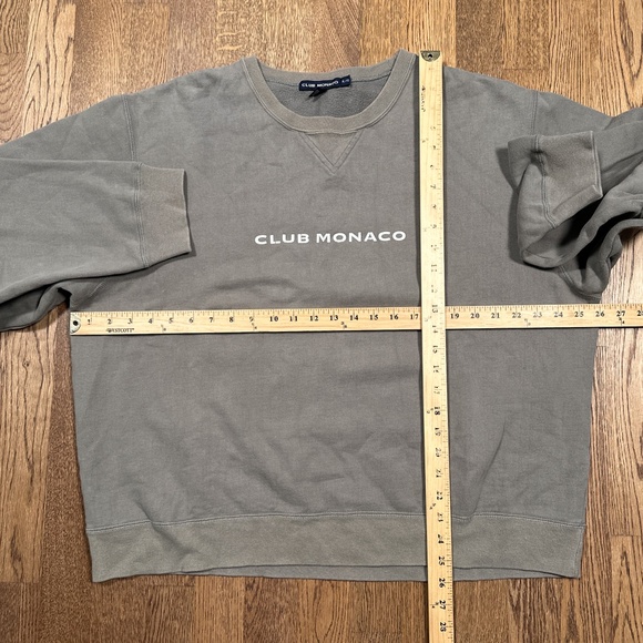Vintage Y2K Club Monaco Made in Canada Logo Gray Fleece Sweatshirt Mens XL - Picture 6 of 9